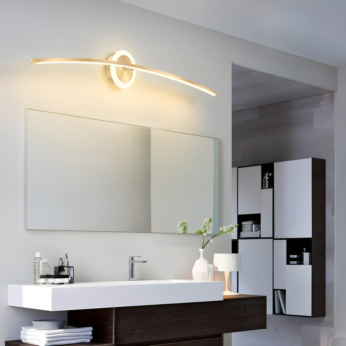 Bathroom Creative Minimalist Curved Strip Vanity Light Image - 6