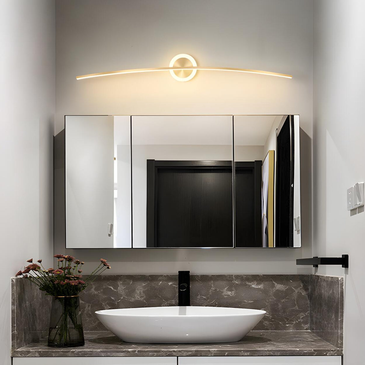 Bathroom Creative Minimalist Curved Strip Vanity Light Image - 8