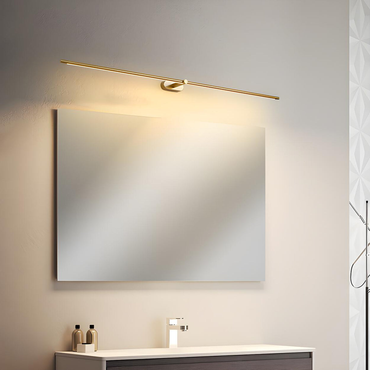 Bathroom Minimalist Gold Linear Metal Vanity Light Image - 1