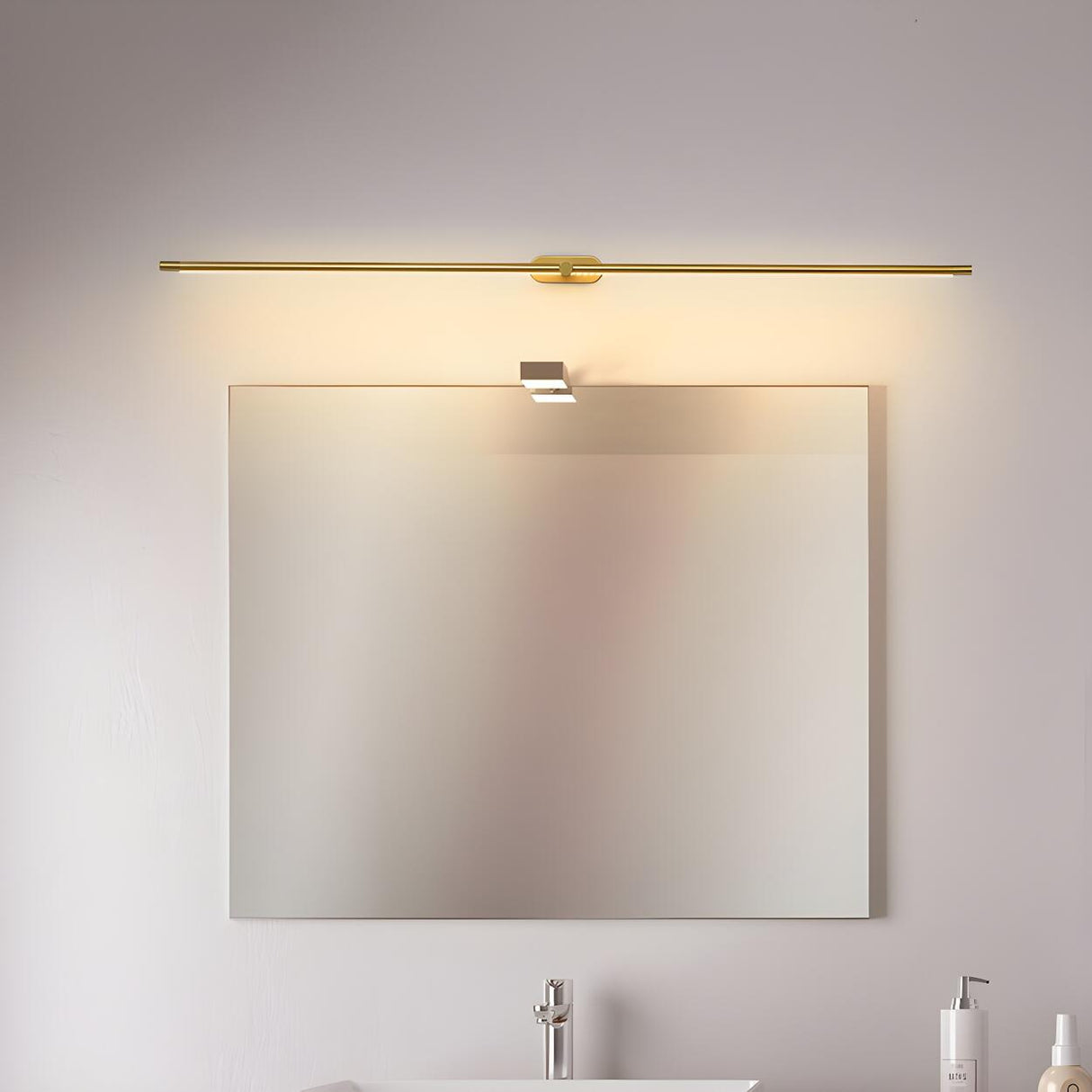 Bathroom Minimalist Gold Linear Metal Vanity Light Image - 7