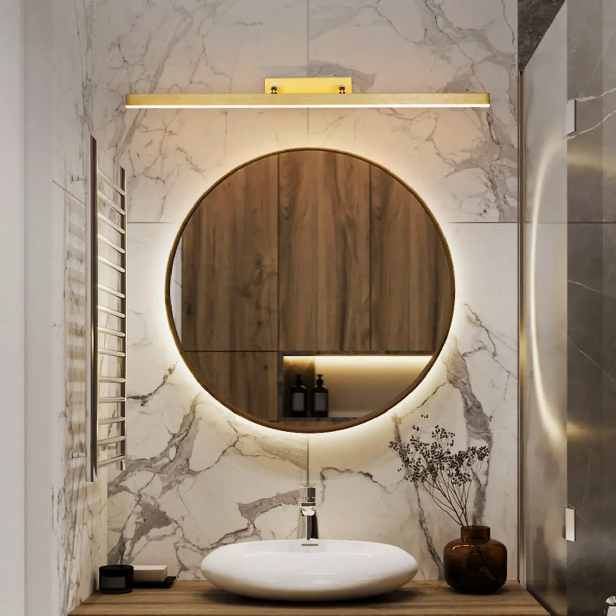 Bathroom Mirror Modern Gold Bar LED Vanity Sconce Image - 1