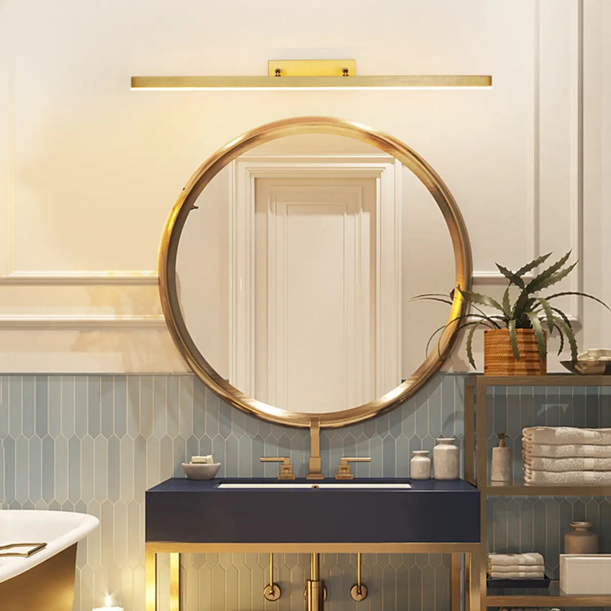 Bathroom Mirror Modern Gold Bar LED Vanity Sconce Image - 3