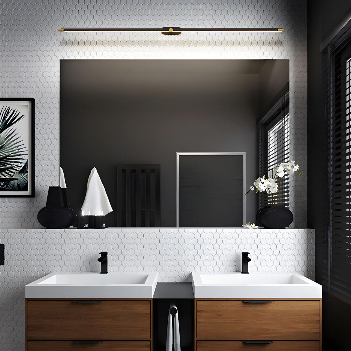 Bathroom Nordic Modern Long Strip Mirror Vanity Light Image - 4