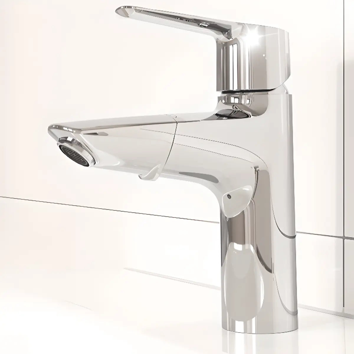 Bathroom Silver Low Arc Design Copper Valve Included Faucet Image - 5