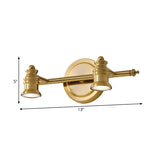 Bathroom Traditional Gold 2 Bulb Brass Vanity Light Image - 5