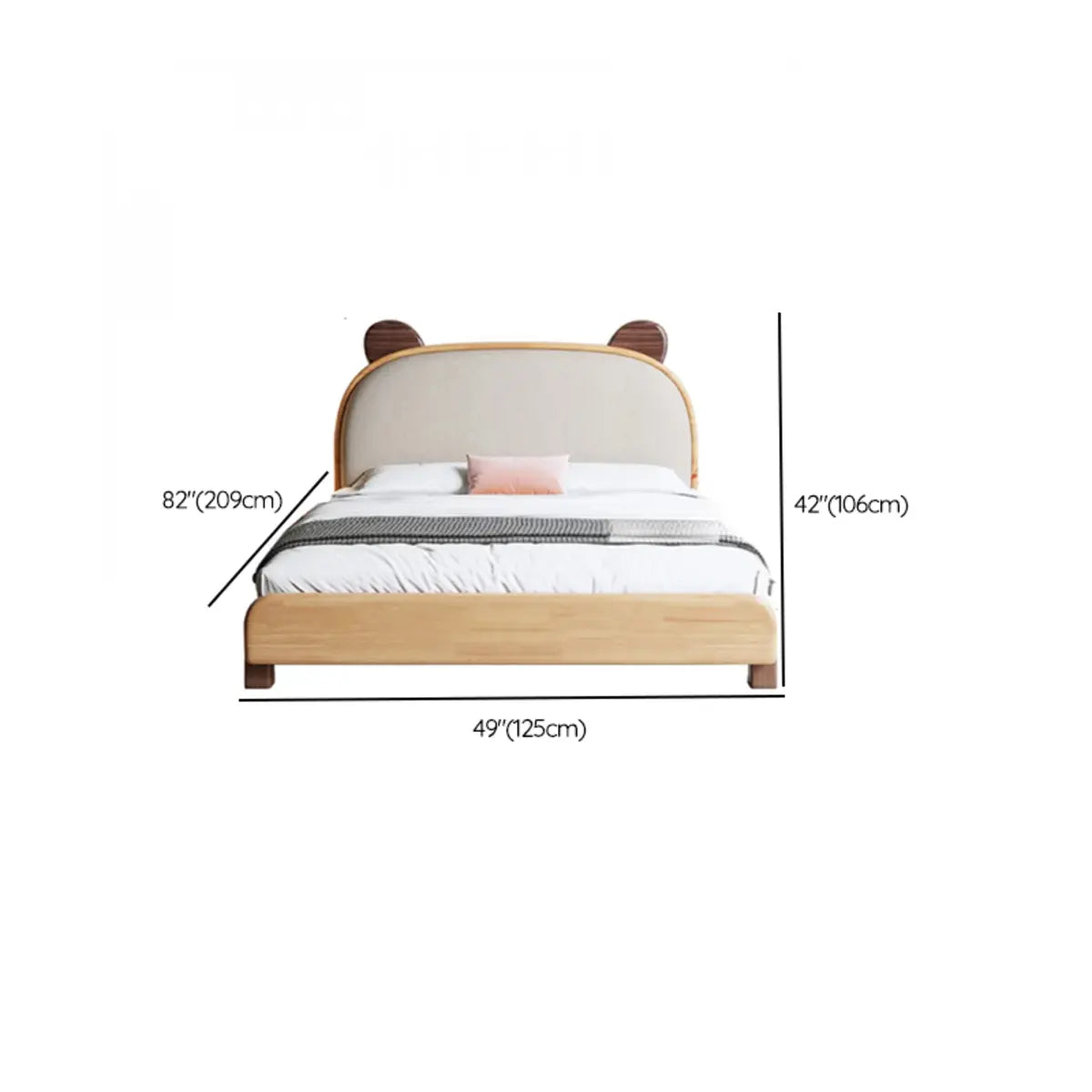 Bear Shape Upholstered Wood Kids Bed with Mattress 