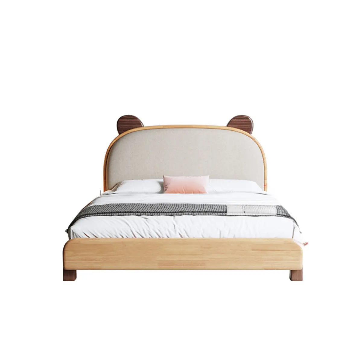 Bear Shape Upholstered Wood Kids Bed with Mattress Image - 2