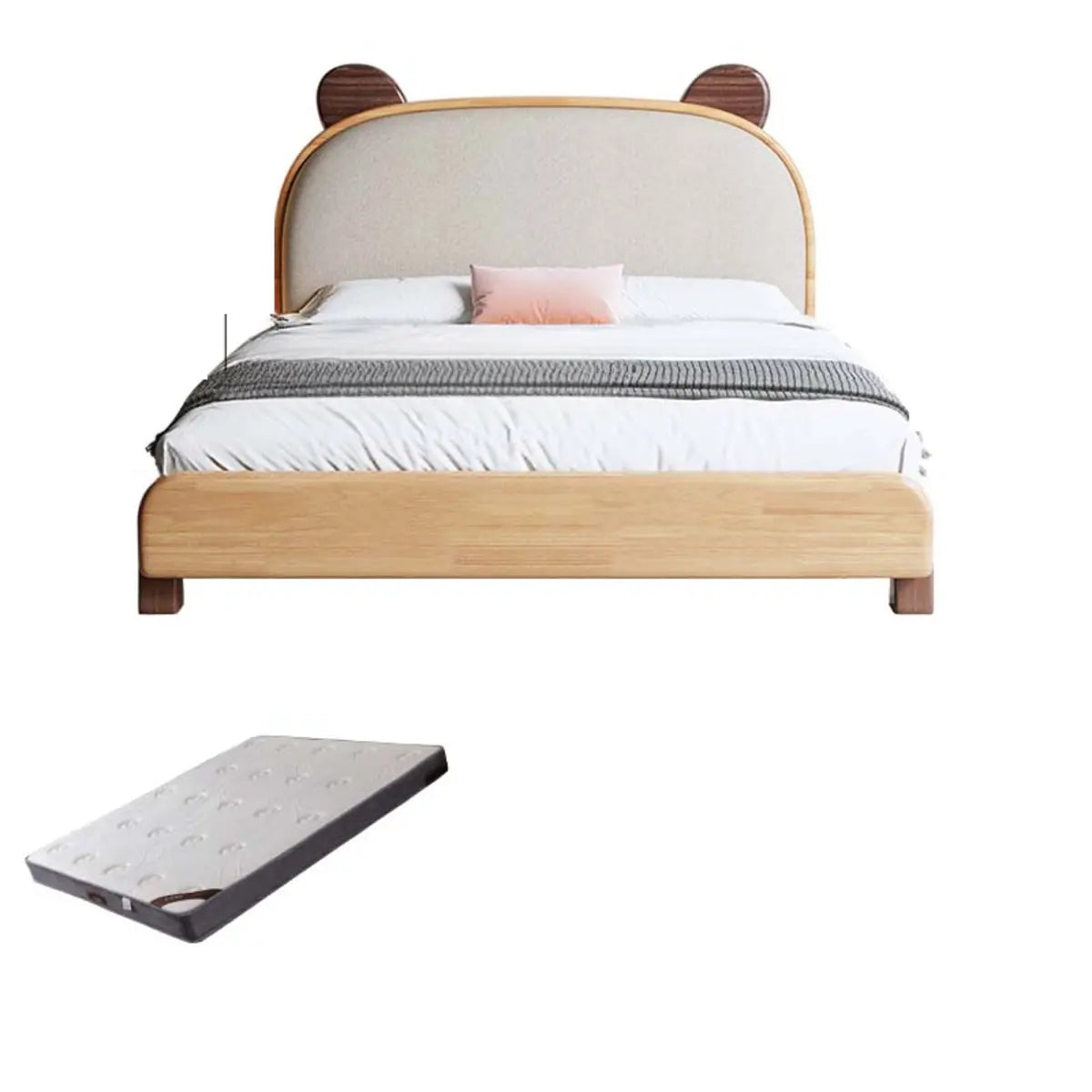 Bear Shape Upholstered Wood Kids Bed with Mattress Image - 3