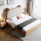 Bear Shape Upholstered Wood Kids Bed with Mattress Image - 5