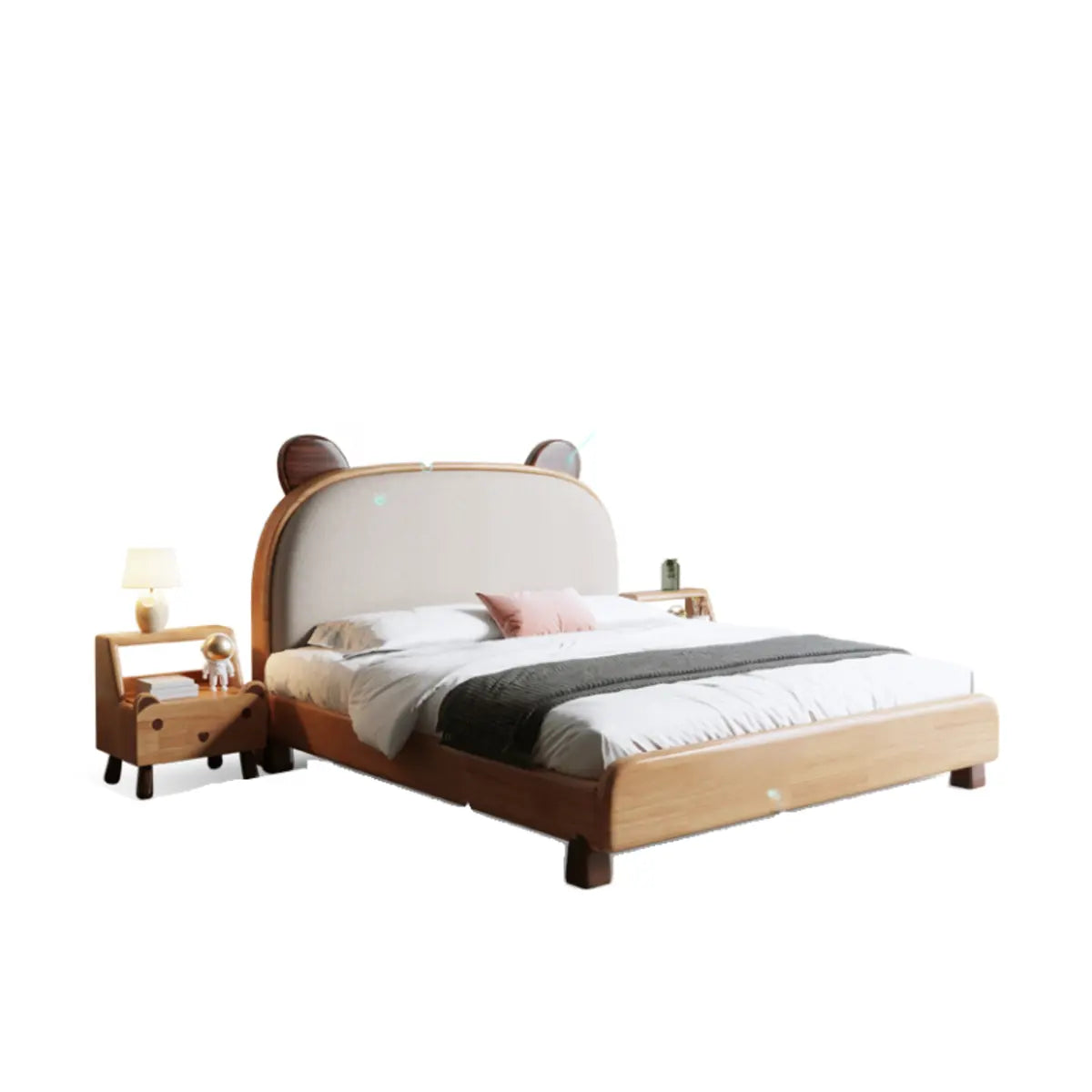 Bear Shape Upholstered Wood Kids Bed with Mattress Image - 6