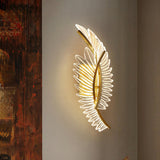 Beautiful Acrylic Gold Leaf LED Wall Sconce Light Image - 1