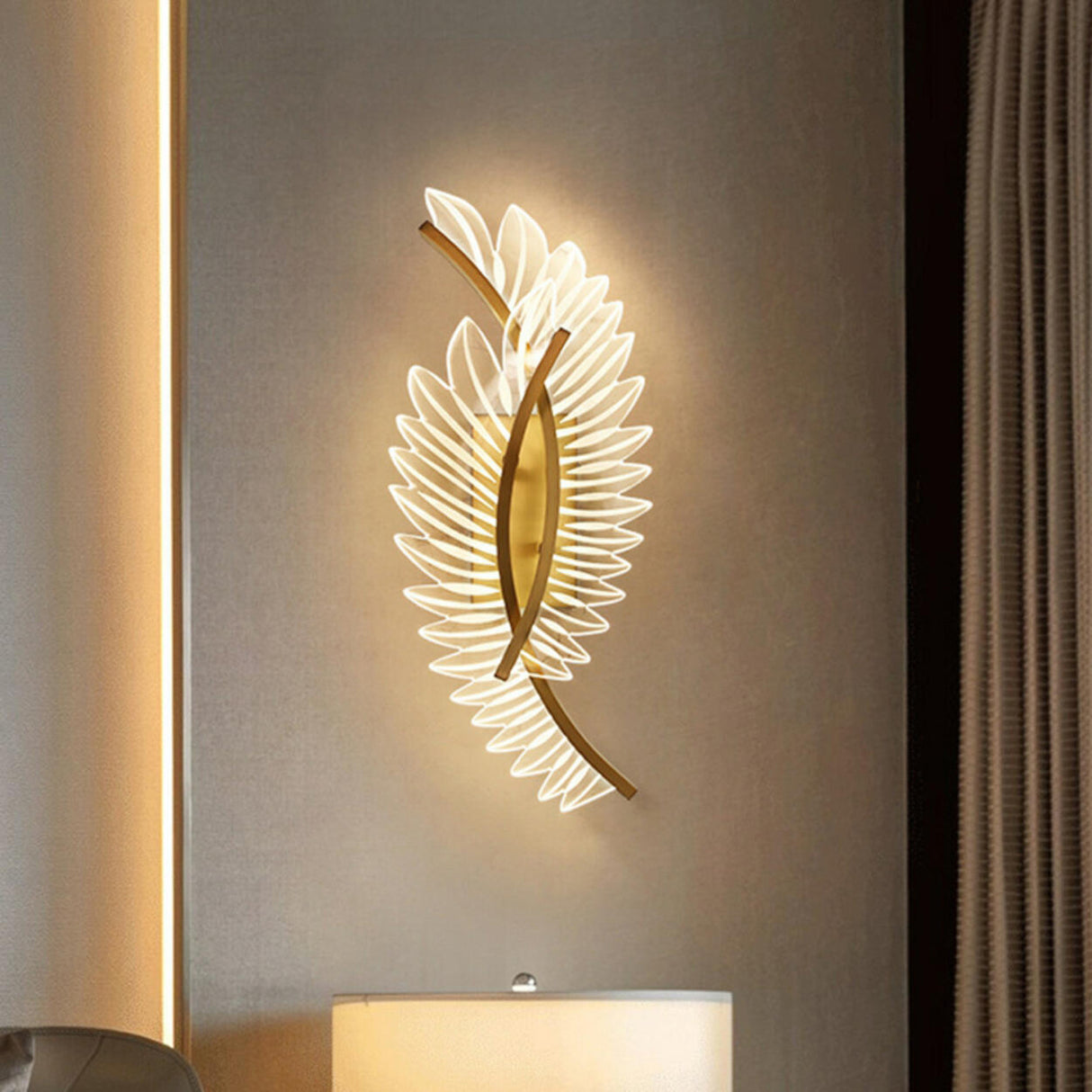 Beautiful Acrylic Gold Leaf LED Wall Sconce Light Image - 2