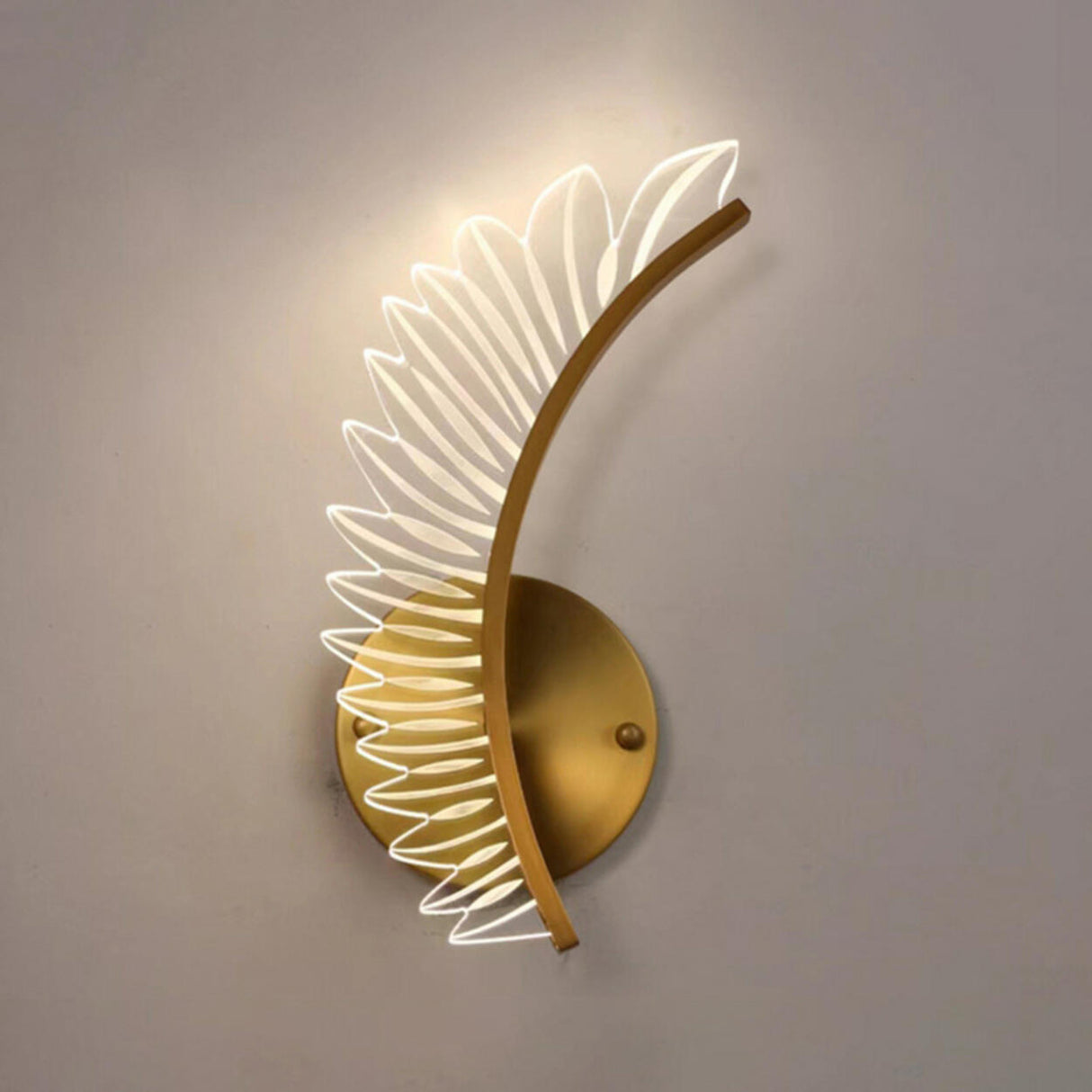 Beautiful Acrylic Gold Leaf LED Wall Sconce Light Image - 6