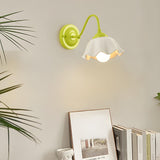 Beautiful Green Flower Wavy White Shade Wall Sconce Image - 6