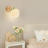 Beautiful Strawberry Shaped Wood Bedside Wall Sconce Image - 17