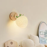 Beautiful Strawberry Shaped Wood Bedside Wall Sconce Image - 4