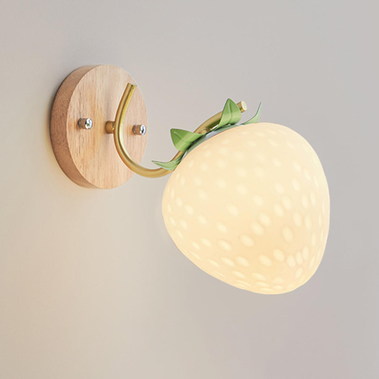 Beautiful Strawberry Shaped Wood Bedside Wall Sconce Image - 8