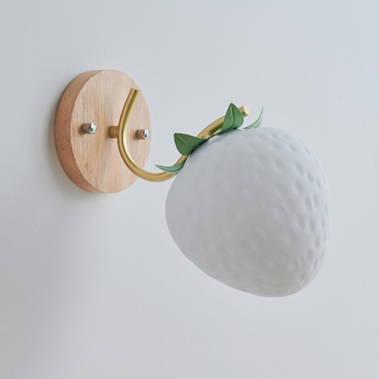 Beautiful Strawberry Shaped Wood Bedside Wall Sconce Image - 9