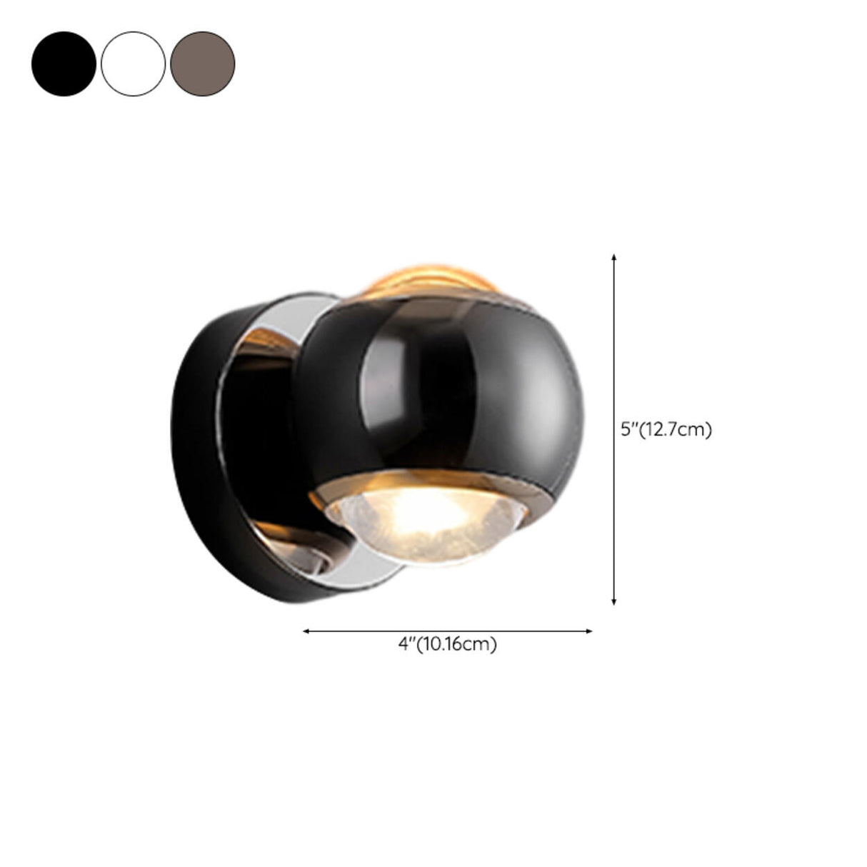 Bedroom Adjustable Black Globe Up Down Wall Sconce 