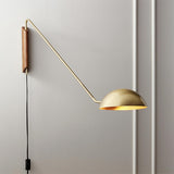 Bedroom Adjustable Gold Dome Long Arm Metal Wall Lamp Image - 6