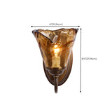 Bedroom Amber Glass Flower Metal Wall Sconce Light #size