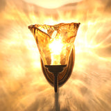 Bedroom Amber Glass Flower Metal Wall Sconce Light Image - 4