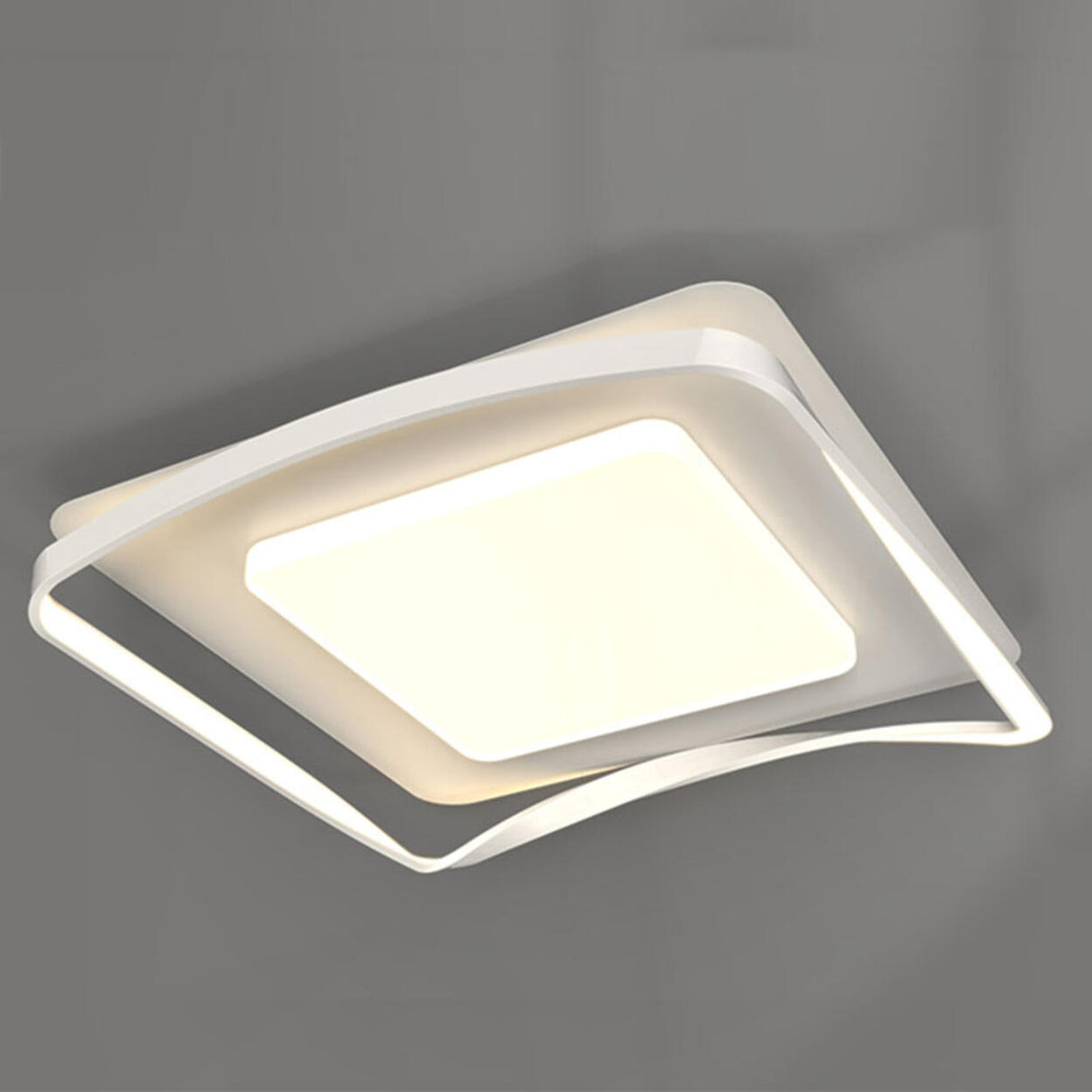 Bedroom Arc Square Resin LED Flush Mount Ceiling Light Image - 6