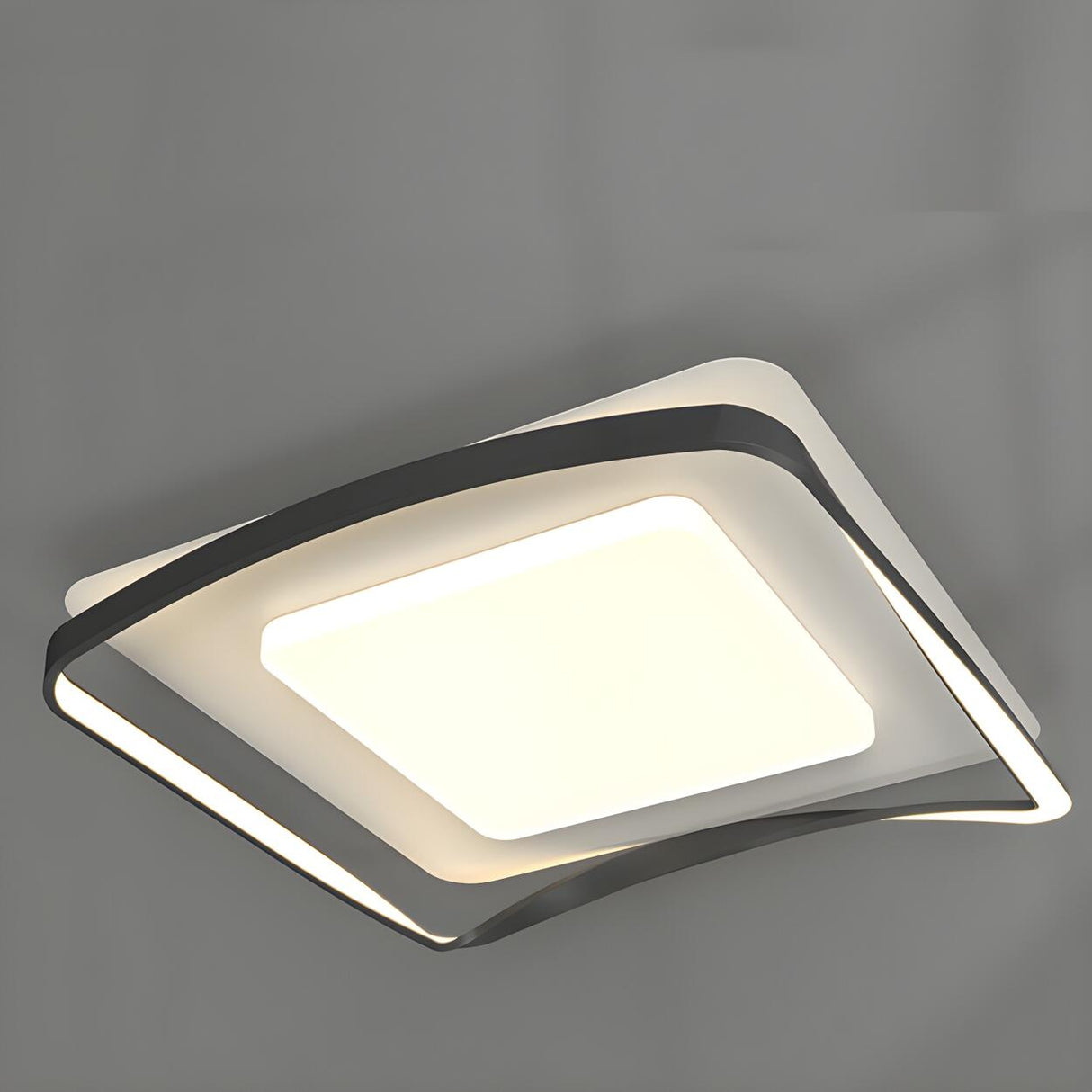 Bedroom Arc Square Resin LED Flush Mount Ceiling Light Image - 7