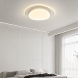 Bedroom Art Deco White Geometric LED Flush Mount Light Image - 4