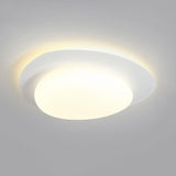 Bedroom Art Deco White Geometric LED Flush Mount Light Image - 6