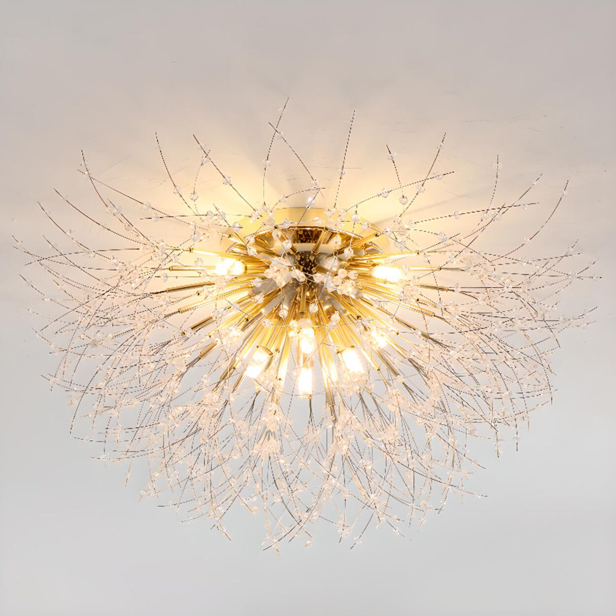 Bedroom Artistic Branch Crystal Flush Mount Light Image - 10