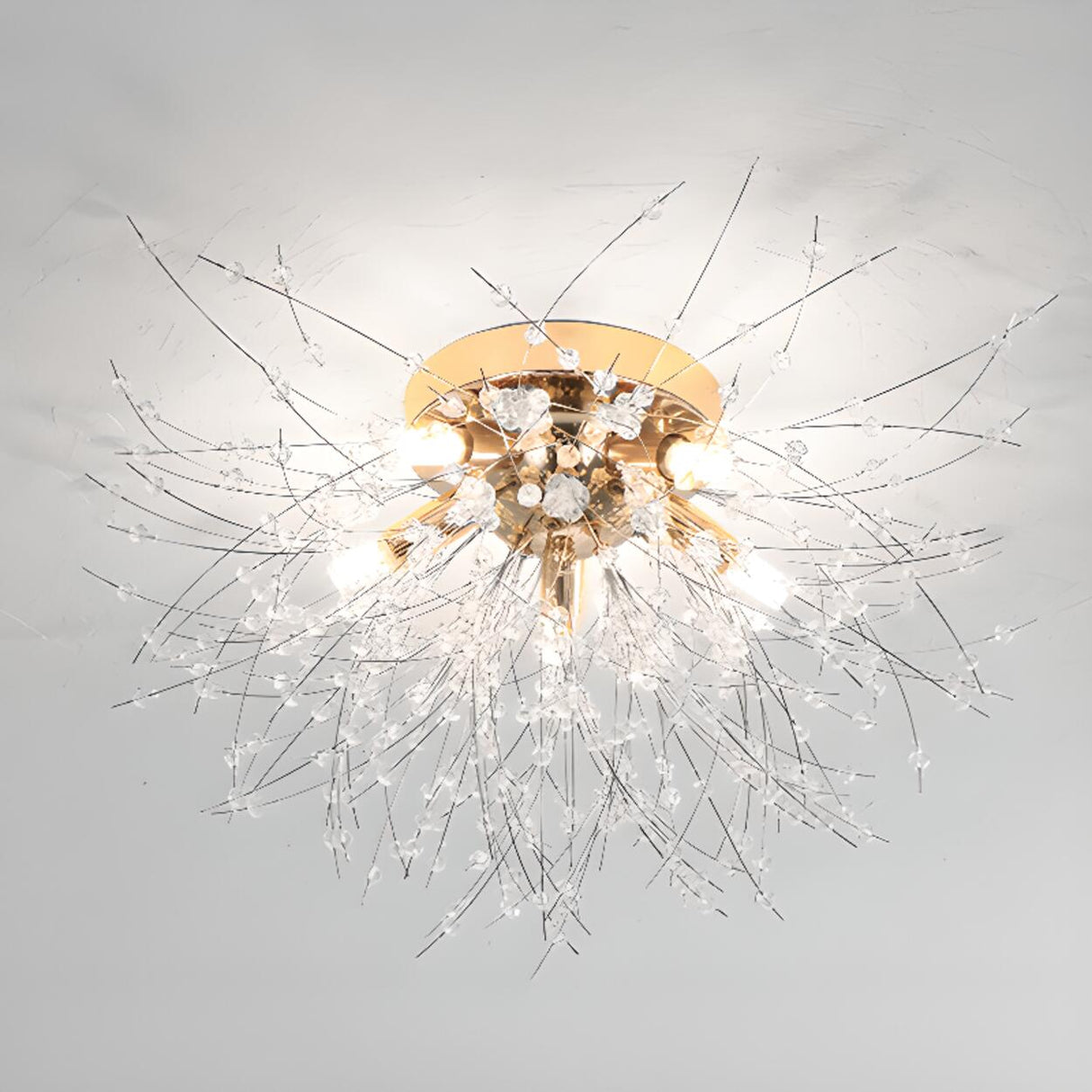 Bedroom Artistic Branch Crystal Flush Mount Light Image - 2