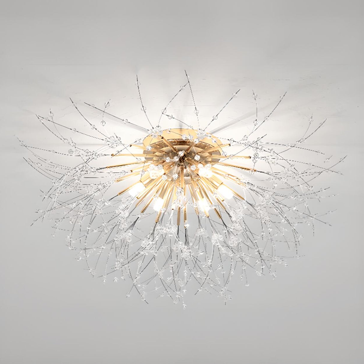 Bedroom Artistic Branch Crystal Flush Mount Light Image - 3