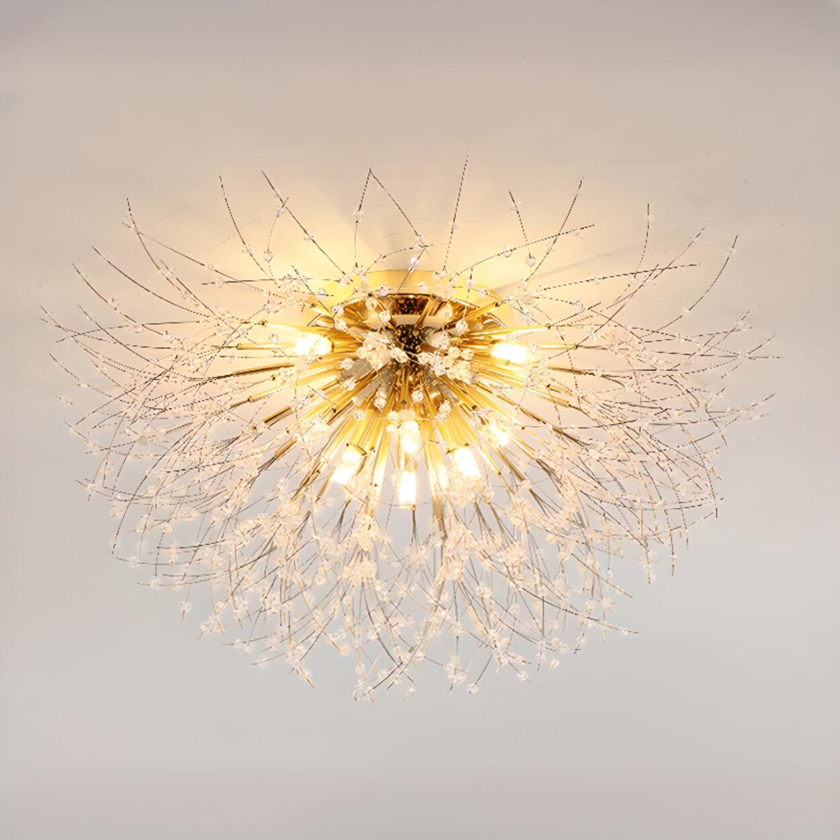 Bedroom Artistic Branch Crystal Flush Mount Light Image - 5