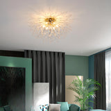 Bedroom Artistic Branch Crystal Flush Mount Light Image - 8