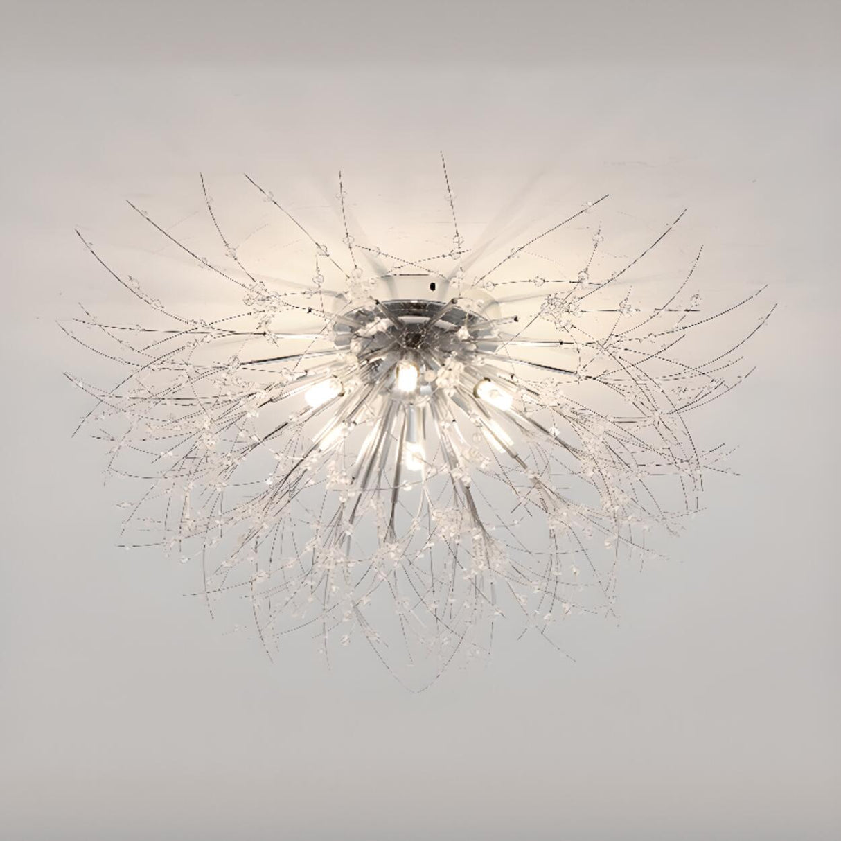 Bedroom Artistic Branch Crystal Flush Mount Light Image - 9