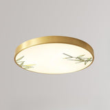 Bedroom Bamboo Green-White Circle Flush Mount Light Image - 11