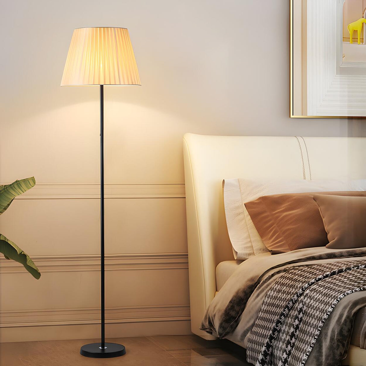 Bedroom Barrel Elegant White Column Floor Lamp Image - 10