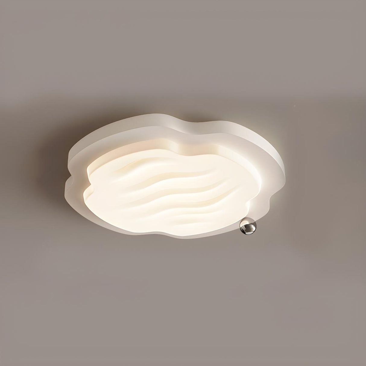 Bedroom Beige Arc Cloud Cheese LED Flush Mount Light Image - 13