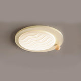 Bedroom Beige Arc Cloud Cheese LED Flush Mount Light Image - 7