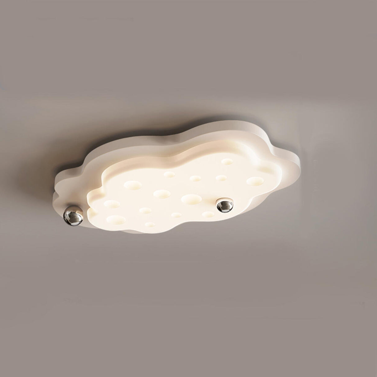 Bedroom Beige Arc Cloud Cheese LED Flush Mount Light Image - 9