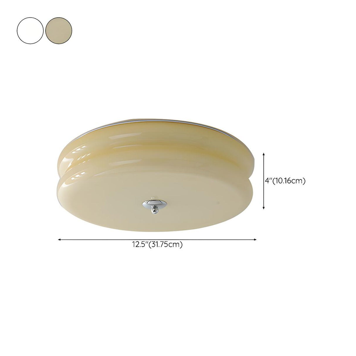 Bedroom Beige Drum Glass LED Flush Mount Ceiling Light 