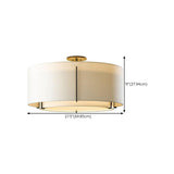 Bedroom Beige Two Cylinder Fabric Semi-Flush Mount Lamp Image - 13