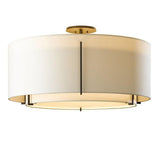 Bedroom Beige Two Cylinder Fabric Semi-Flush Mount Lamp Image - 5