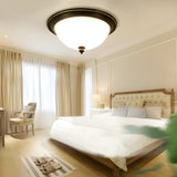 Bedroom Black Bowl-Shaped Glass Flush Mount Light Image - 1