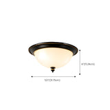 Bedroom Black Bowl-Shaped Glass Flush Mount Light #size