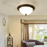 Bedroom Black Bowl-Shaped Glass Flush Mount Light Image - 7