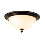 Bedroom Black Bowl-Shaped Glass Flush Mount Light Image - 8