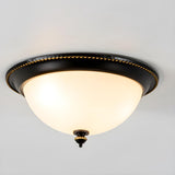 Bedroom Black Bowl-Shaped Glass Flush Mount Light Image - 9