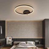 Bedroom Black Circle Dimmable LED Semi-Flush Mount Lamp Image - 1